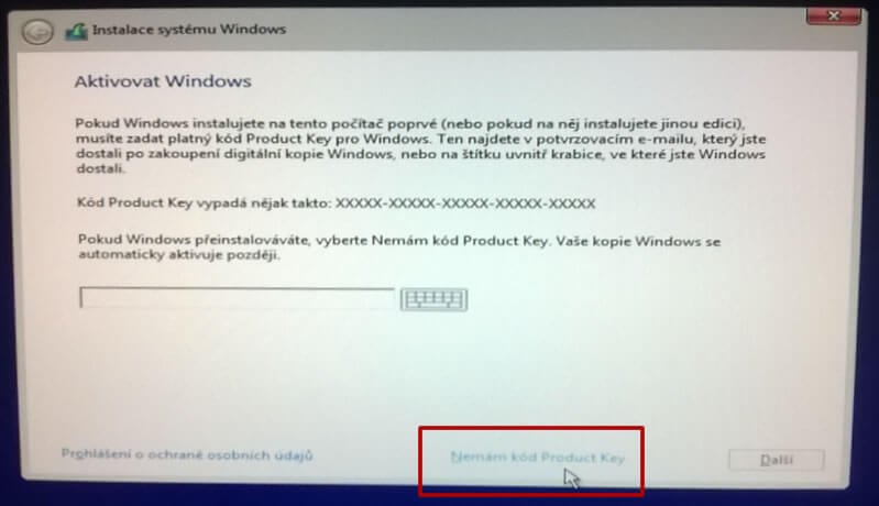 Aktivace Windows 10