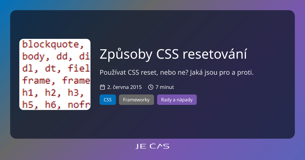 CSS resetování