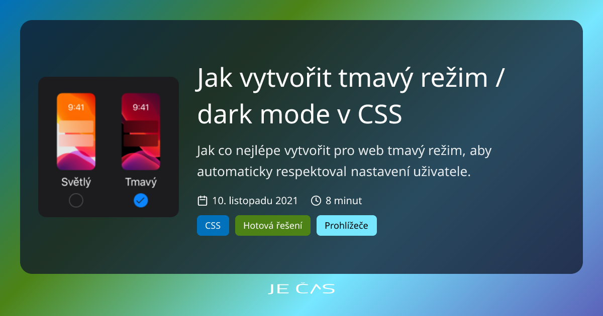 Jak vytvořit tmavý režim / dark mode v CSS
