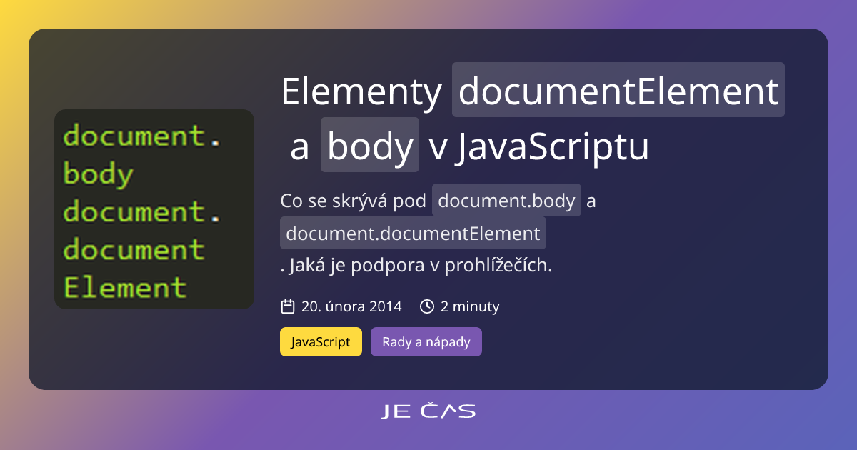 Body a documentElement v JS