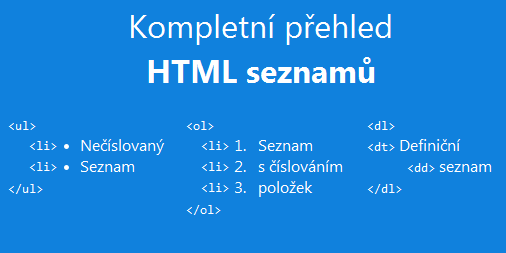 Přehled HTML seznamů