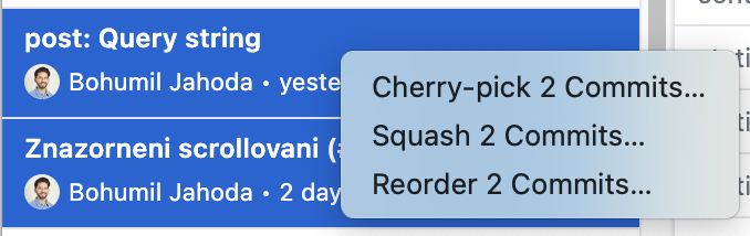 Squash commitů