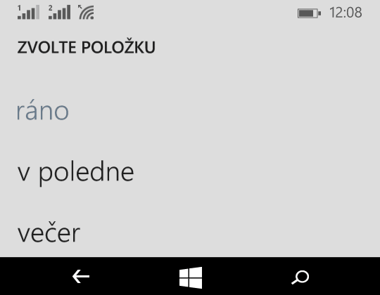 Zobrazení selectu ve Windows Phone 8