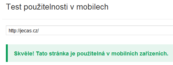 Výsledek testu mobilní použitelnosti