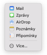 Menu sdílení v macOS
