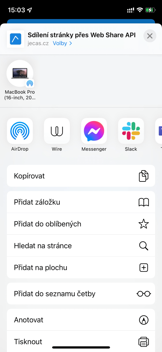 Nativní sdílení v iOS