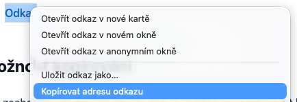 Kopírovat adresu odkazu
